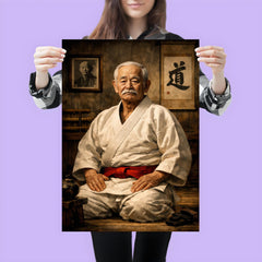 Jigoro Kano in austere dojo portrait poster 3