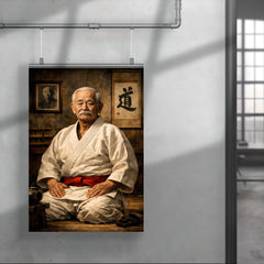 Jigoro Kano in austere dojo portrait poster 4