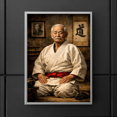 Jigoro Kano in austere dojo portrait poster 5