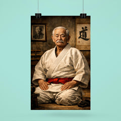 Jigoro Kano in austere dojo portrait poster 6