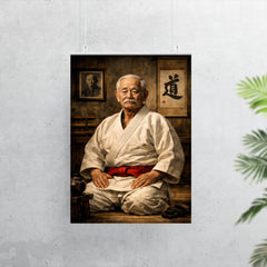 Jigoro Kano in austere dojo portrait poster 7