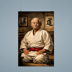 Jigoro Kano in austere dojo portrait poster 9