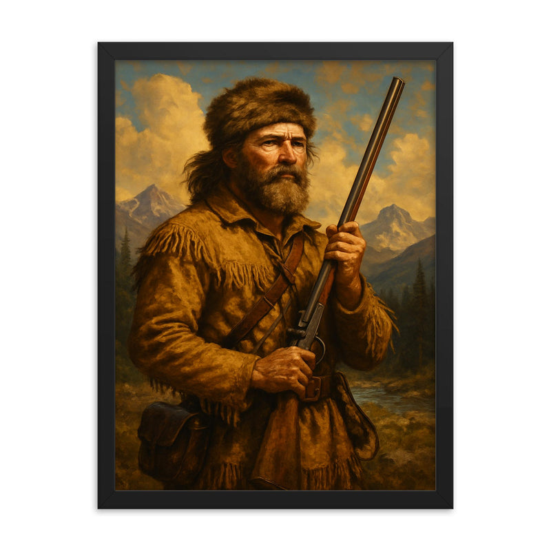 Jim Bridger framed print on a plain backdrop in size 18