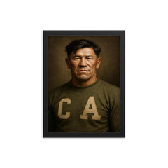 Jim Thorpe portrait framed print on a plain backdrop in size 12"x16".