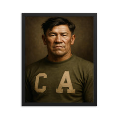Jim Thorpe portrait framed print on a plain backdrop in size 16"x20".
