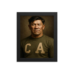 Jim Thorpe portrait framed print on a plain backdrop in size 8"x10".