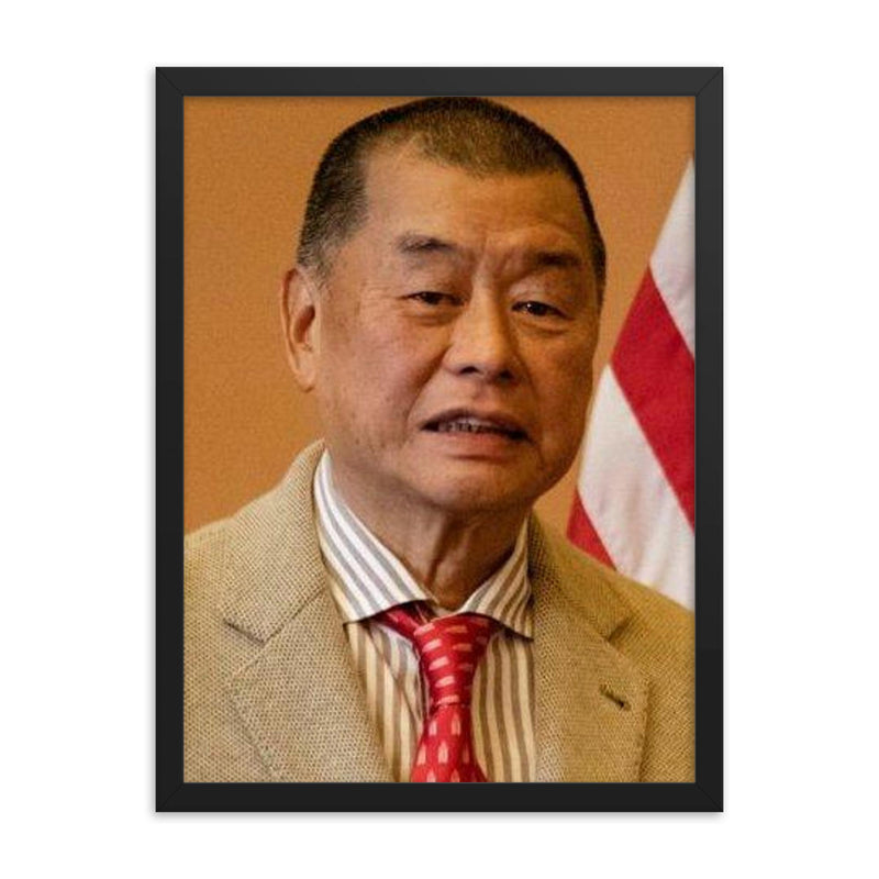 Jimmy Lai framed print on a plain backdrop in size 18