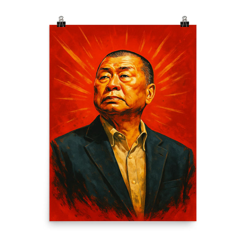 Jimmy Lai poster on a plain backdrop in size 8