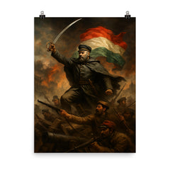 Józef Bem at the Hungarian barricades poster on a plain backdrop in size 8"x10".