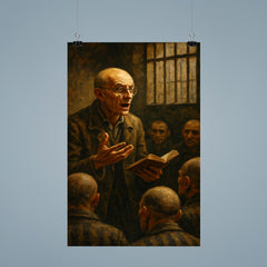 Józef Czapski lecturing from memory in prison poster 9