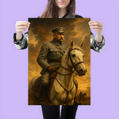 Józef Piłsudski on Kasztanka before battle poster 3