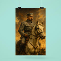 Józef Piłsudski on Kasztanka before battle poster 6
