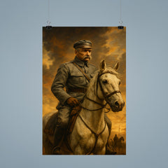 Józef Piłsudski on Kasztanka before battle poster 9