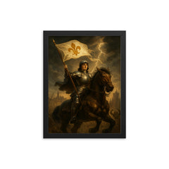 Joan of Arc at Orleans under storm light framed print on a plain backdrop in size 12"x16".