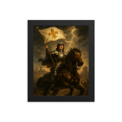 Joan of Arc at Orleans under storm light framed print on a plain backdrop in size 8"x10".