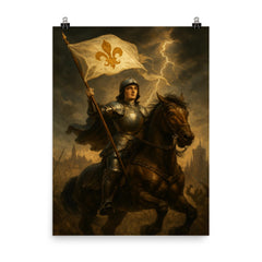 Joan of Arc at Orleans under storm light poster on a plain backdrop in size 8"x10".