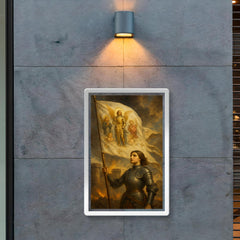 Joan of Arc banner in wind before Orleans walls poster 2