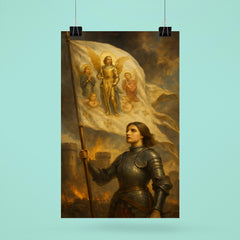 Joan of Arc banner in wind before Orleans walls poster 6