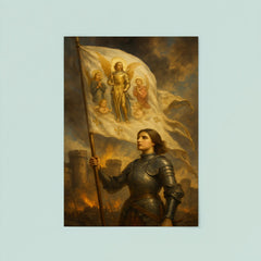 Joan of Arc banner in wind before Orleans walls poster 8