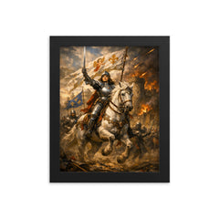 Joan of Arc before Orleans gates framed print on a plain backdrop in size 8"x10".