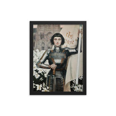Joan of Arc by Albert Lynch, 1903 framed print on a plain backdrop in size 12"x16".