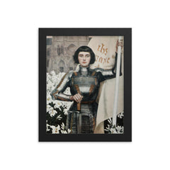 Joan of Arc by Albert Lynch, 1903 framed print on a plain backdrop in size 8"x10".
