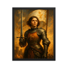 Joan of Arc framed print on a plain backdrop in size 16"x20".
