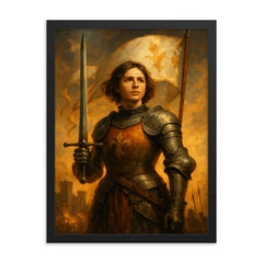 Joan of Arc framed print on a plain backdrop in size 18"x24".