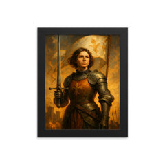 Joan of Arc framed print on a plain backdrop in size 8"x10".