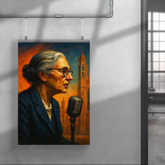 Joan Robinson in Cambridge debate profile poster 4