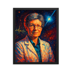 Jocelyn Bell Burnell framed print on a plain backdrop in size 16"x20".