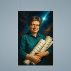 Jocelyn Bell Burnell with pulsar chart rolls poster 9