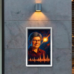 Jocelyn Bell Burnell with pulsar chart spikes poster 2