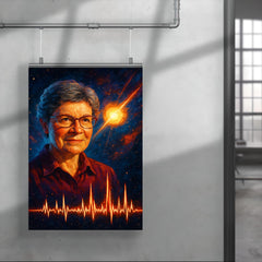 Jocelyn Bell Burnell with pulsar chart spikes poster 4