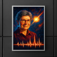 Jocelyn Bell Burnell with pulsar chart spikes poster 5