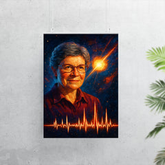 Jocelyn Bell Burnell with pulsar chart spikes poster 7