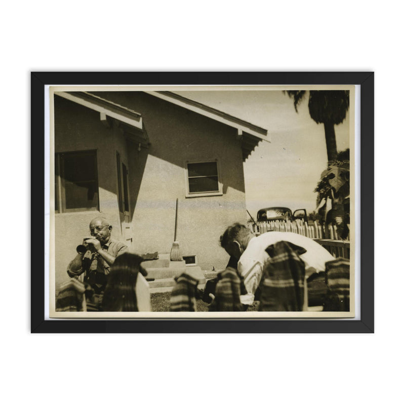 Joe Bedrosian Playing Zurna, 1939 framed print on a plain backdrop in size 18