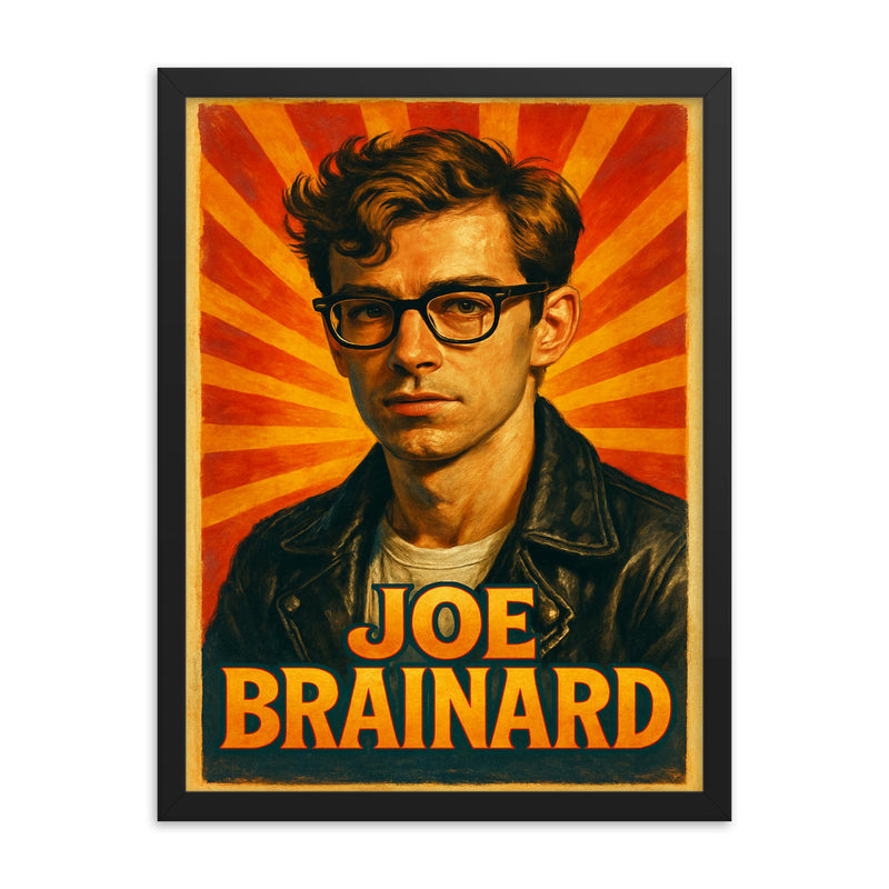 Joe Brainard framed print on a plain backdrop in size 18