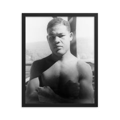 Joe Louis framed print on a plain backdrop in size 16"x20".