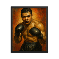 Joe Louis framed print on a plain backdrop in size 16"x20".