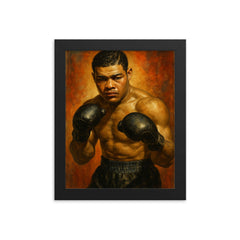 Joe Louis framed print on a plain backdrop in size 8"x10".