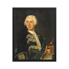 Johann Joachim Quantz framed print on a plain backdrop in size 16"x20".