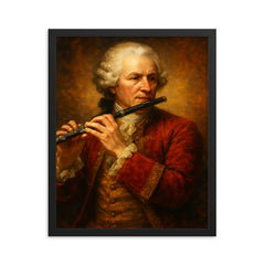 Johann Joachim Quantz framed print on a plain backdrop in size 16"x20".