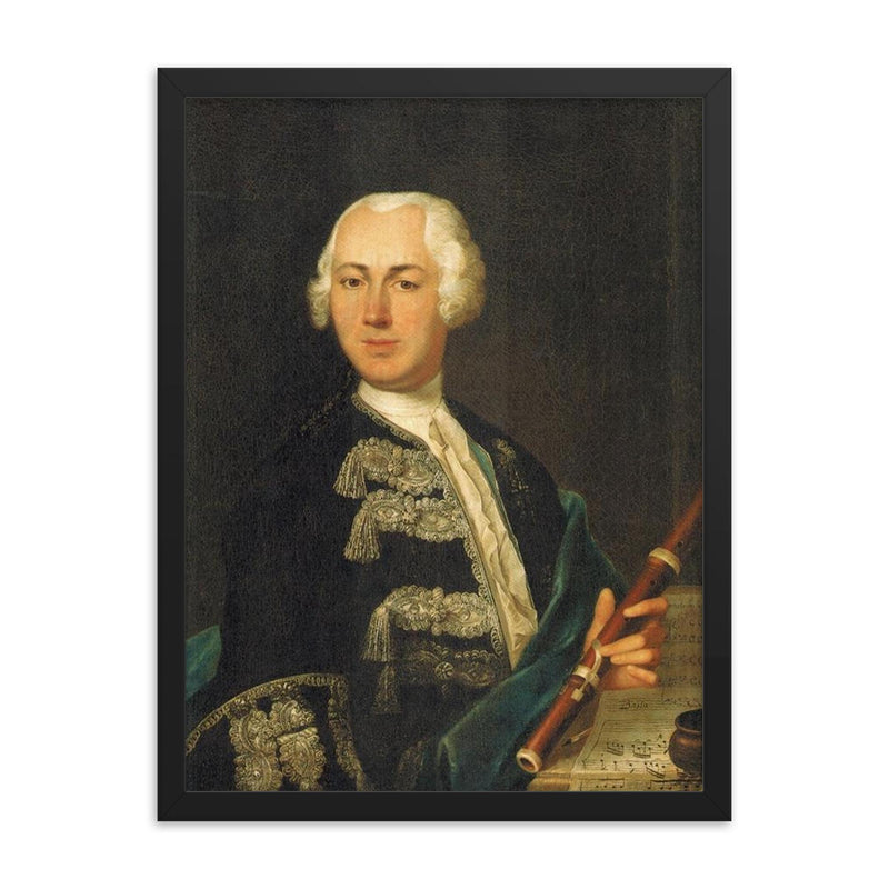 Johann Joachim Quantz framed print on a plain backdrop in size 18