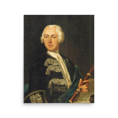 Johann Joachim Quantz poster on a plain backdrop in size 16"x20".