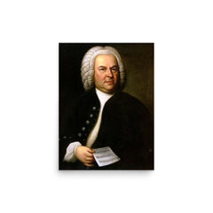 Johann Sebastian Bach poster on a plain backdrop in size 12"x16".