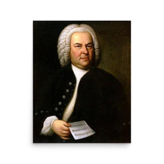 Johann Sebastian Bach poster on a plain backdrop in size 16"x20".