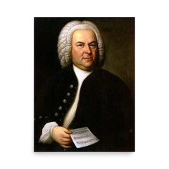 Johann Sebastian Bach poster on a plain backdrop in size 18"x24".