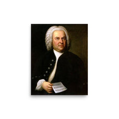 Johann Sebastian Bach poster on a plain backdrop in size 8"x10".