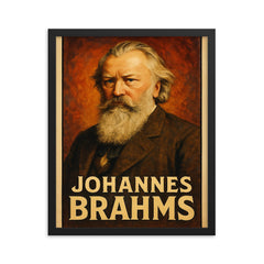 Johannes Brahms framed print on a plain backdrop in size 16"x20".